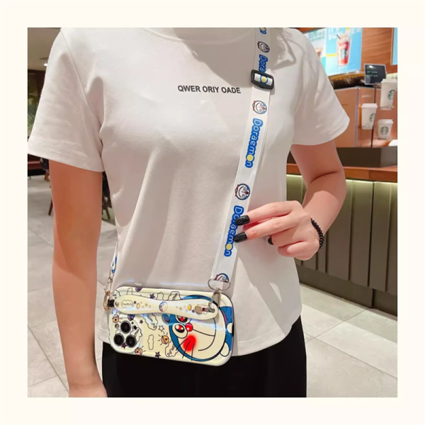 iphone16 ケース ハイブランド かわいい スマホケース ショルダー Doraemon ラメ iPhone15 proケース 漫画ストリート iphone14pro/13 ケース 落下防止 カップル ケース - 画像 (6)
