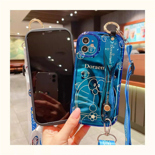 iphone16 ケース ハイブランド かわいい スマホケース ショルダー Doraemon ラメ iPhone15 proケース 漫画ストリート iphone14pro/13 ケース 落下防止 カップル ケース - 画像 (5)