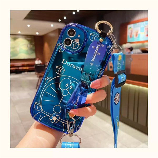 iphone16 ケース ハイブランド かわいい スマホケース ショルダー Doraemon ラメ iPhone15 proケース 漫画ストリート iphone14pro/13 ケース 落下防止 カップル ケース - 画像 (4)