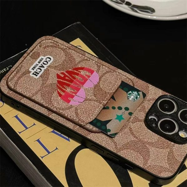 コーチ iphone16eケース ハイブランド coach風 iphone16/16pro ケース かわいい スマホケース ブランド お 揃い カップル iphone15/14 ケース ハート柄 iphone ケース カード 収納 ハイ ブランド 人気 男女 - 画像 (4)