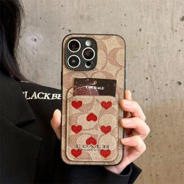 コーチ iphone16eケース ハイブランド coach風 iphone16/16pro ケース かわいい スマホケース ブランド お 揃い カップル iphone15/14 ケース ハート柄 iphone ケース カード 収納 ハイ ブランド 人気 男女 - 画像 (5)