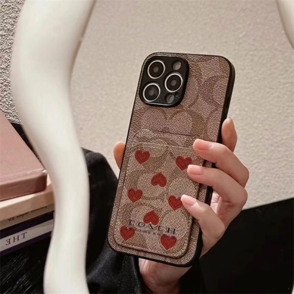 コーチ iphone16eケース ハイブランド coach風 iphone16/16pro ケース かわいい スマホケース ブランド お 揃い カップル iphone15/14 ケース ハート柄 iphone ケース カード 収納 ハイ ブランド 人気 男女 - 画像 (7)