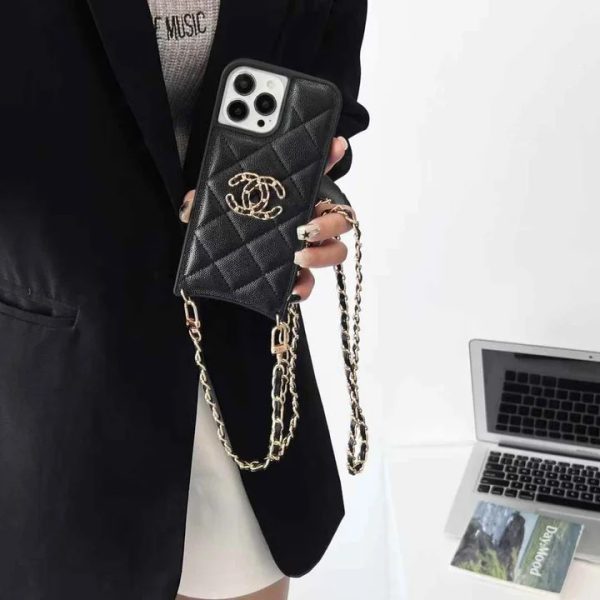 ハイブランド iphone17/17pro ケース シャネル iphone16 ショルダーケース レザー chanel アイホン ケース かわいい iphone16pro/15/14 ケース iphone 黒 女子 ケース - 画像 (3)