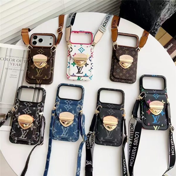 iphone17/17pro ショルダーケース ルイヴィトン iphone17promaxケース カード収納 ブランド ショルダー スマホ ケース ヴィトン風 iphone16/16pro/15pro ケース お揃い おしゃれ